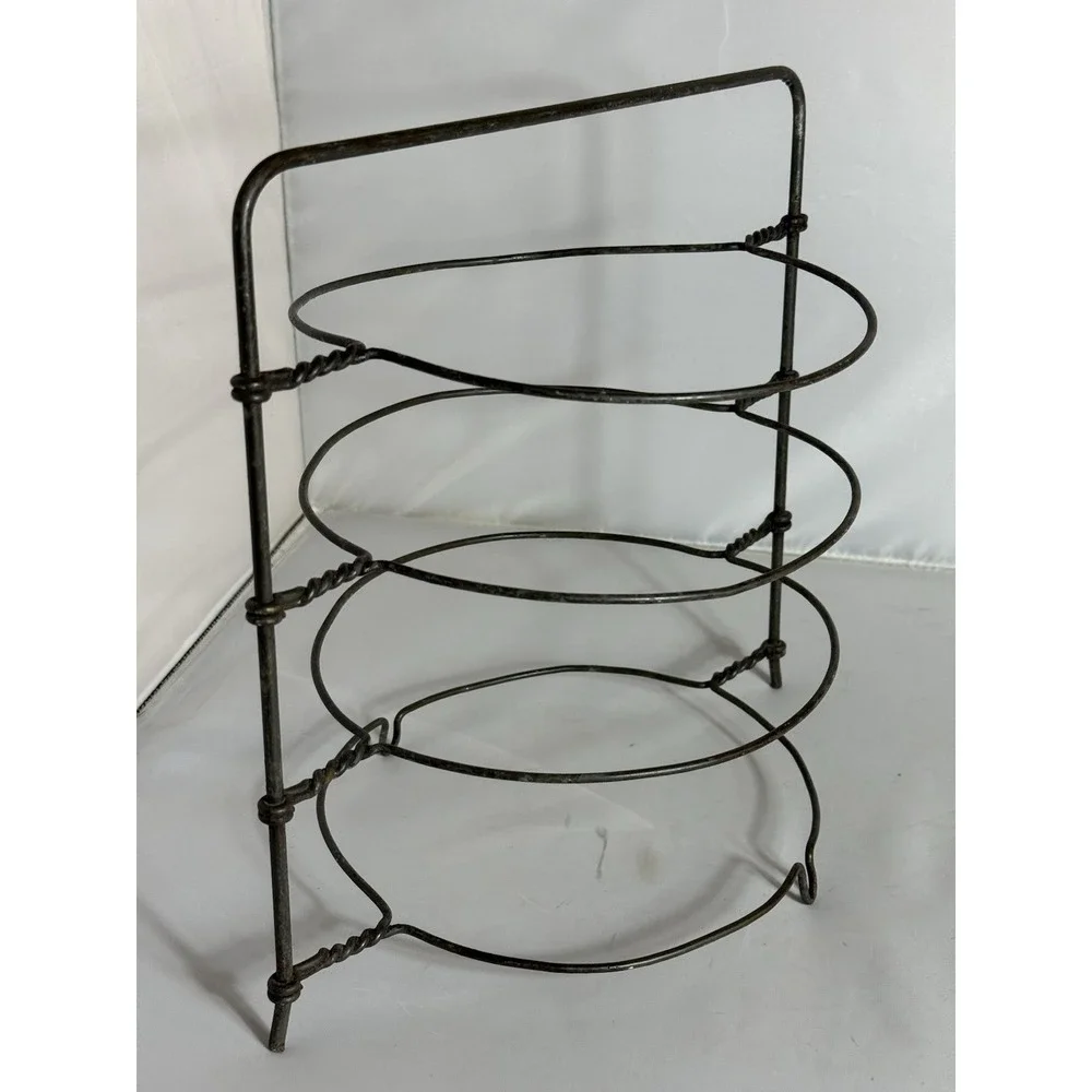 Vintage Twisted Wire Pie Cooling Rack 4-Tier Metal Stand Primitive Farmhouse
